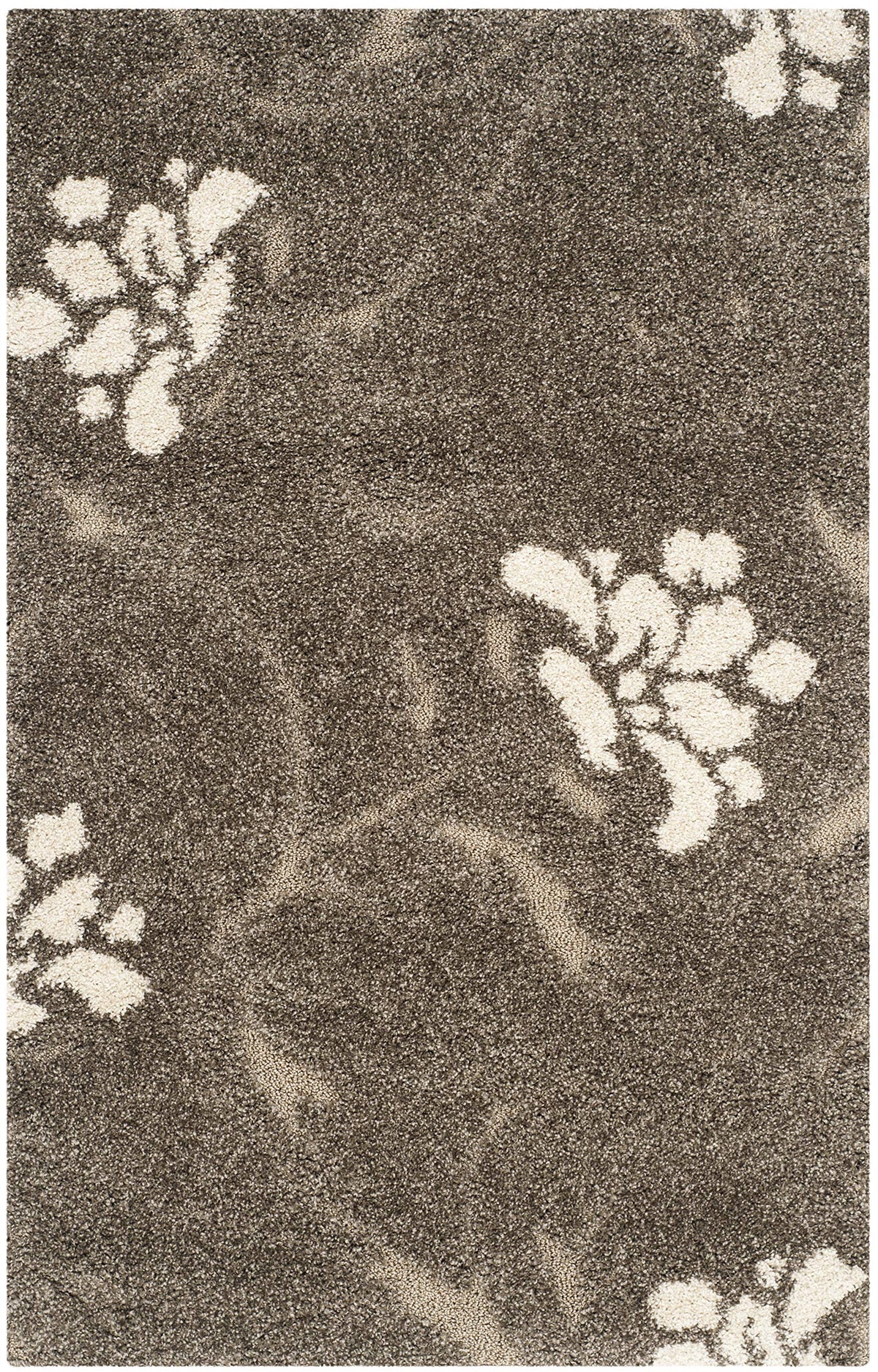 SAFAVIEH Area Rug 8x10 - Florida Shag Collection - Large - Smoke & Beige, Floral Design, Non-Shedding & Easy Cleaning, Plush Thick Pile, Ideal for Living Room, Bedroom, Dining Space (SG464-7913)