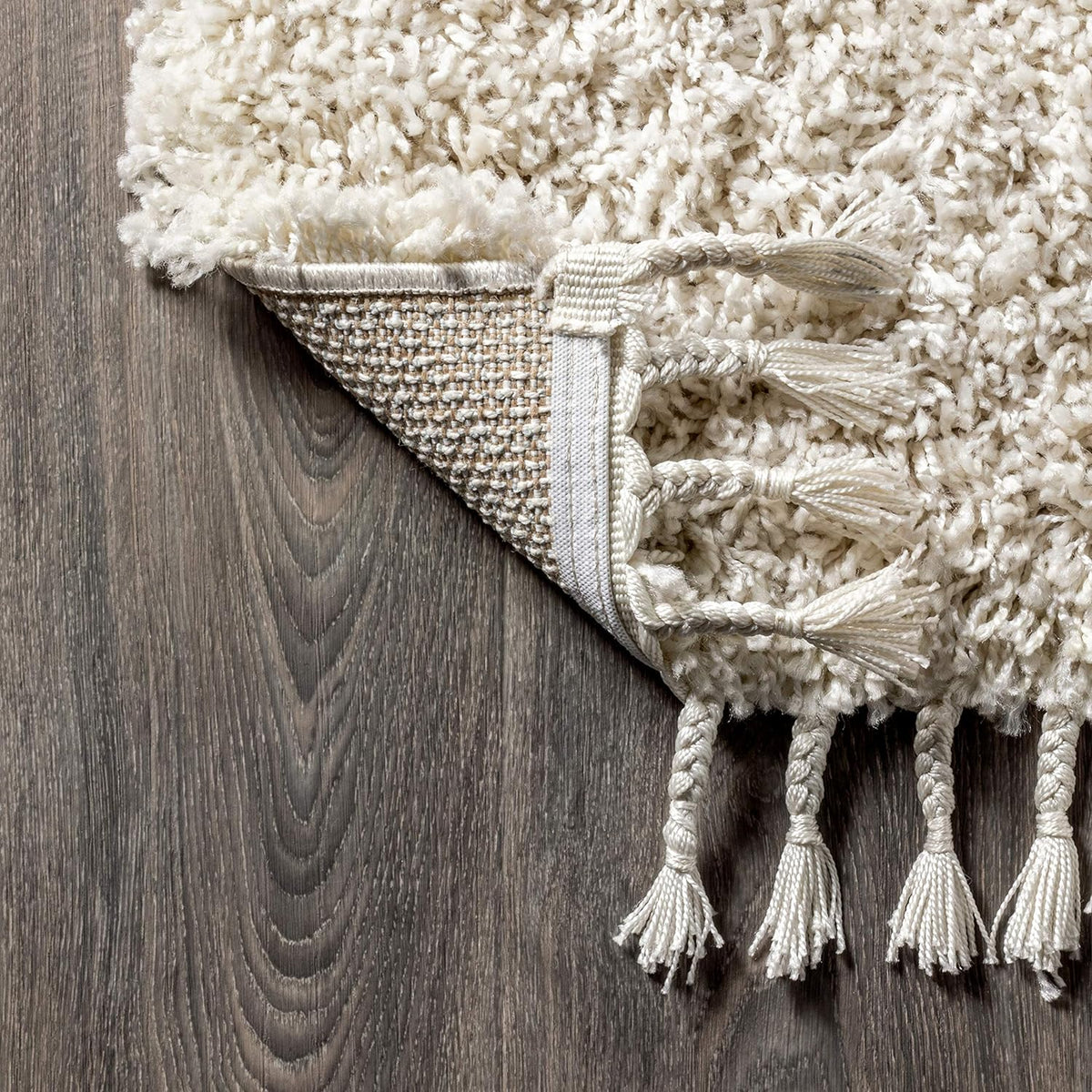 JONATHAN Y Mercer Shag Plush Tassel Cream Indoor Area Rug, 5x8, Contemporary, Modern, Easy-Cleaning for Living Room, Bedroom, Kitchen, Pet Friendly, Non-Shedding (MCR100D-5)