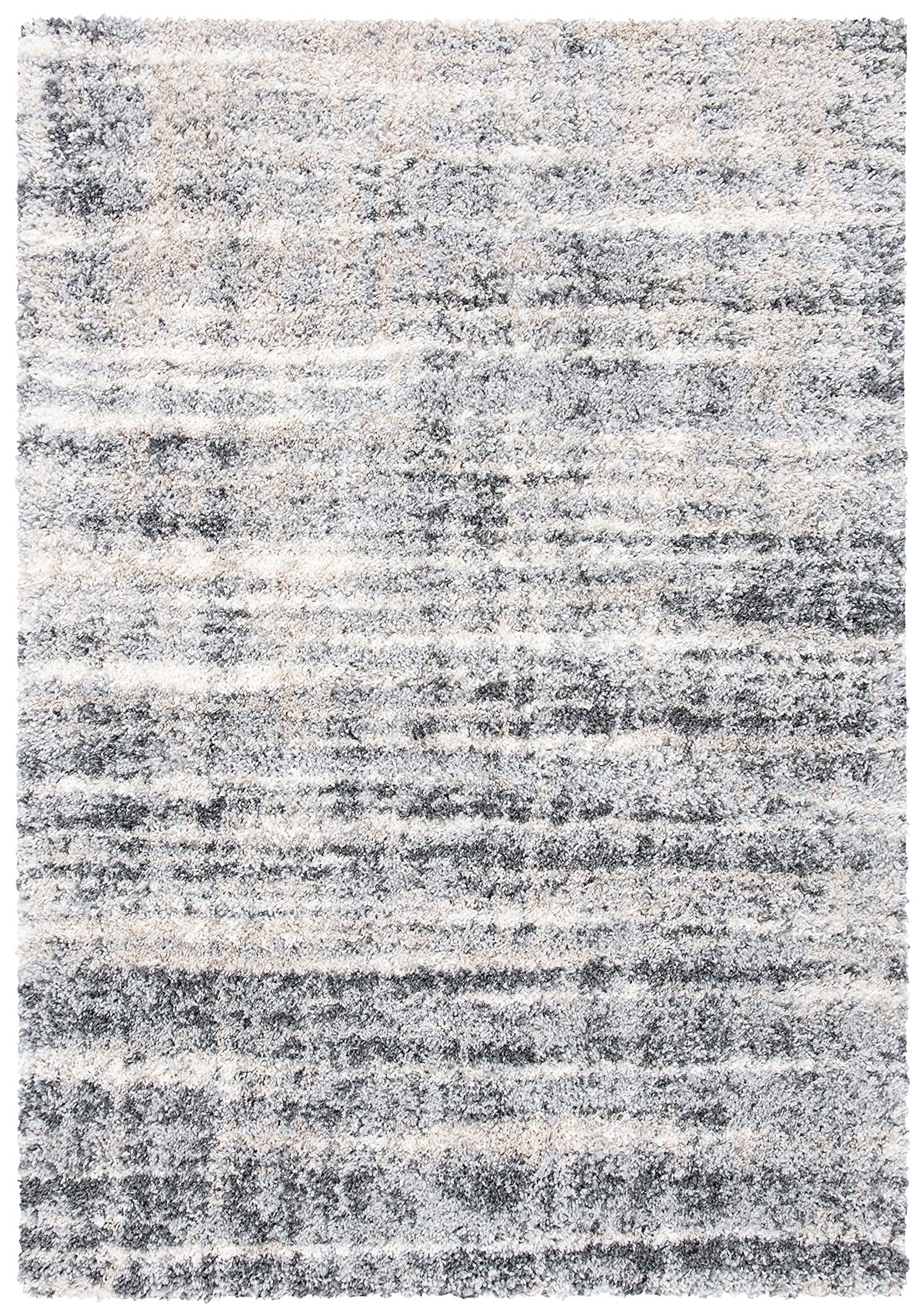SAFAVIEH Area Rug 8x10 - Fontana Shag Collection - Large - Grey & Ivory, Modern Design, Non-Shedding & Easy Cleaning, Ultra Plush Thick Pile, Ideal for Living Room, Bedroom, Dining Space (FNT856G)