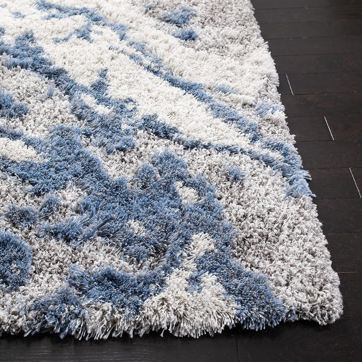 SAFAVIEH Horizon Shag Rug 5'3"x7'7", Soft Plush Modern Grey & Blue HZN890G