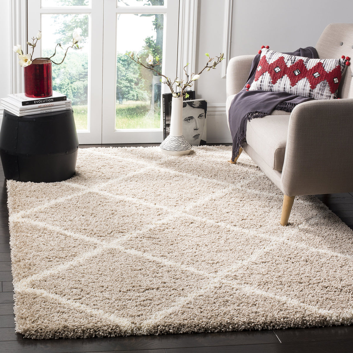 SAFAVIEH Hudson Shag Rug 8'x10', Soft Plush Moroccan Ivory & Beige SGH281D