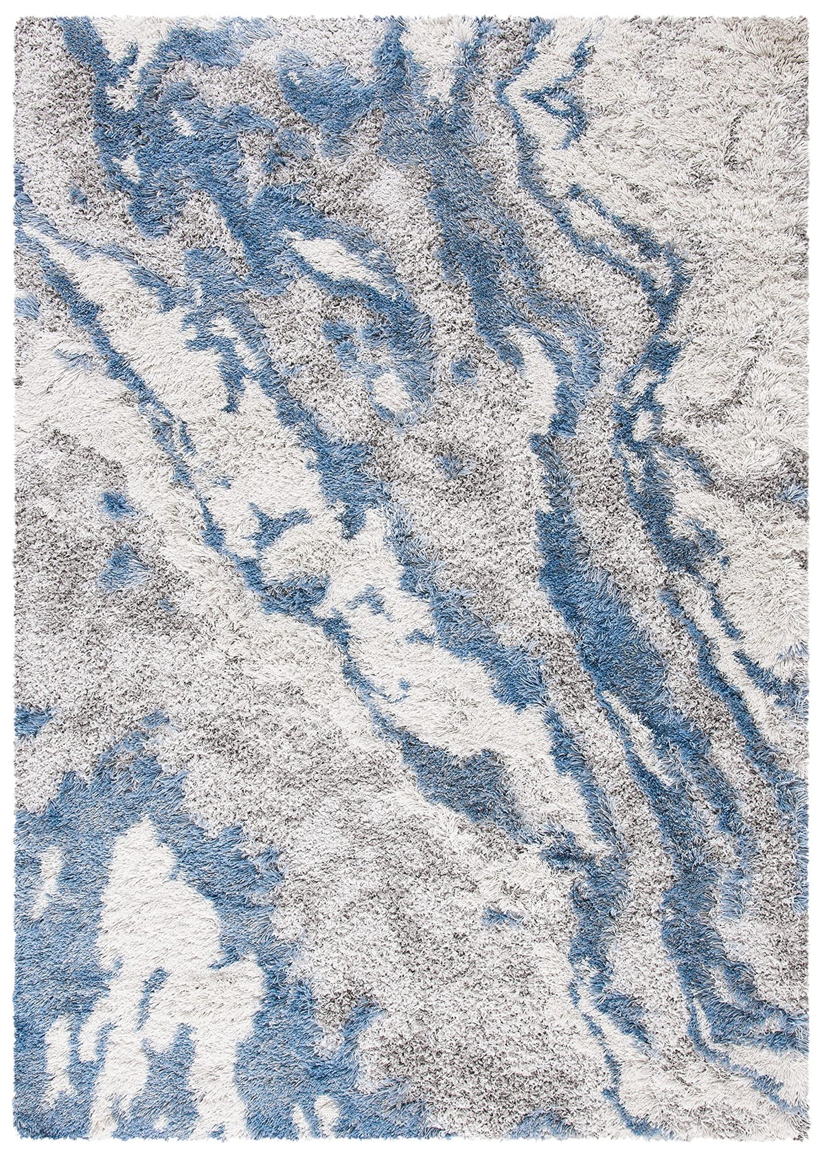 SAFAVIEH Horizon Shag Rug 4'x6', Soft Plush Modern Grey & Blue HZN890G