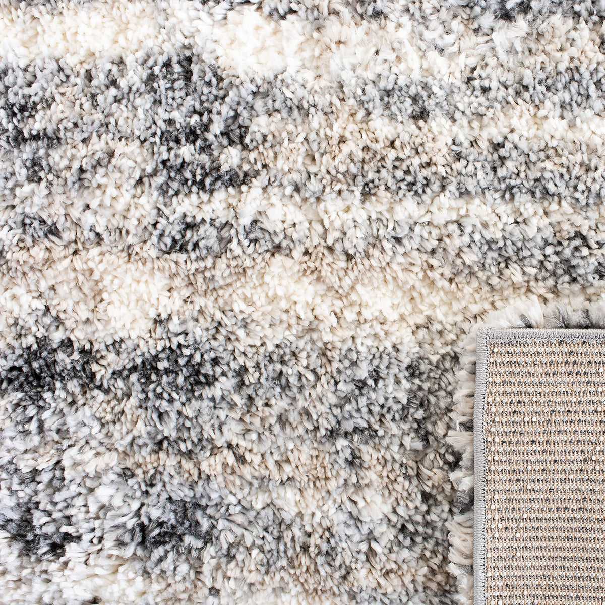 SAFAVIEH Area Rug 8x10 - Fontana Shag Collection - Large - Grey & Ivory, Modern Design, Non-Shedding & Easy Cleaning, Ultra Plush Thick Pile, Ideal for Living Room, Bedroom, Dining Space (FNT856G)