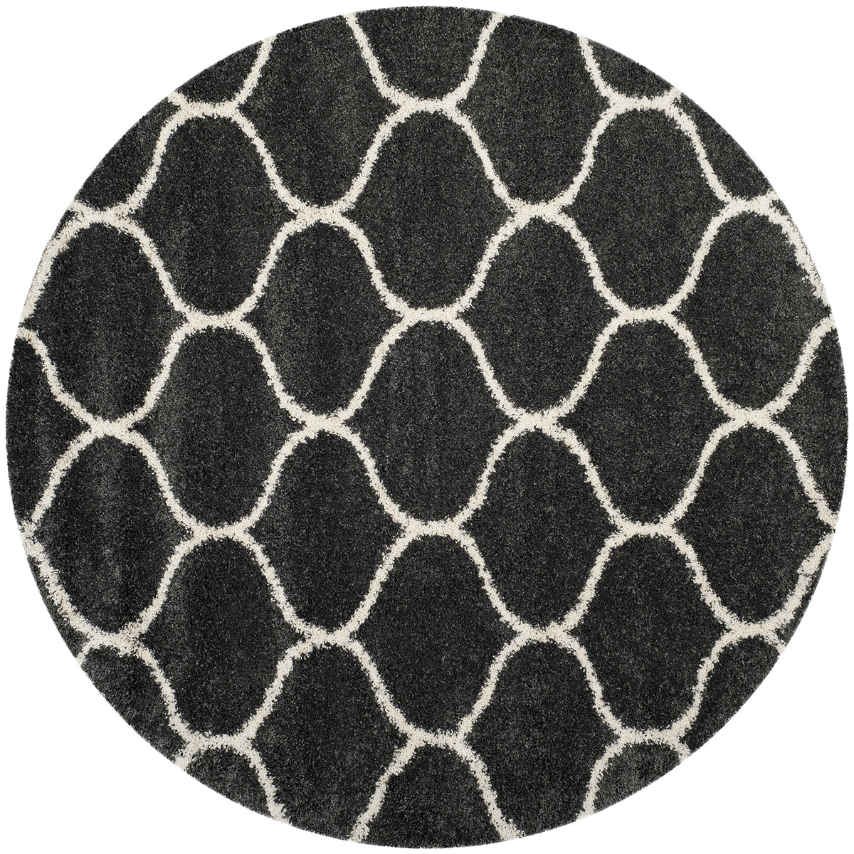 SAFAVIEH Hudson Shag Collection 9' x 12' Grey/Ivory SGH280B Moroccan Ogee Trellis Non-Shedding Living Room Bedroom Dining Room Entryway Plush 2-inch Thick Area Rug