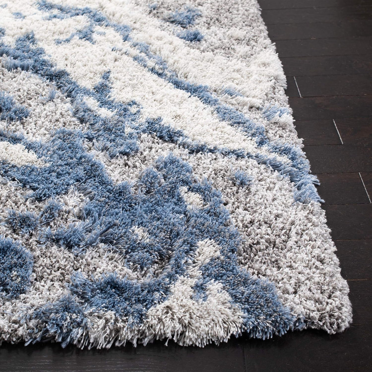 SAFAVIEH Horizon Shag Rug 4'x6', Soft Plush Modern Grey & Blue HZN890G