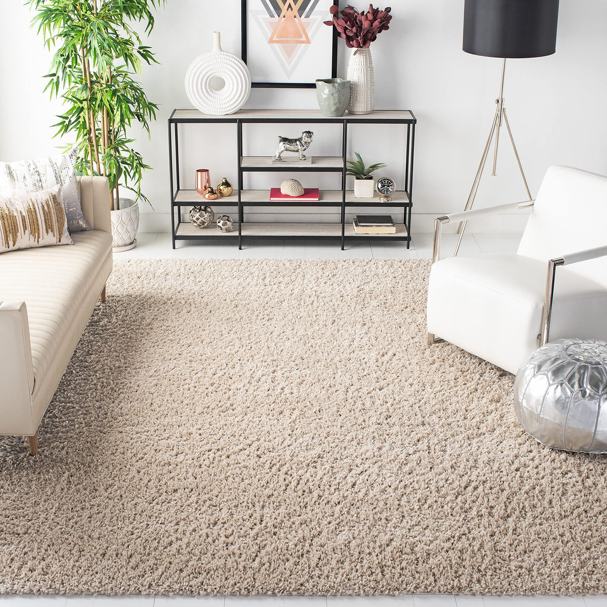 SAFAVIEH August Shag Rug 5'3"x7'6", Soft Plush Modern Ivory AUG200C
