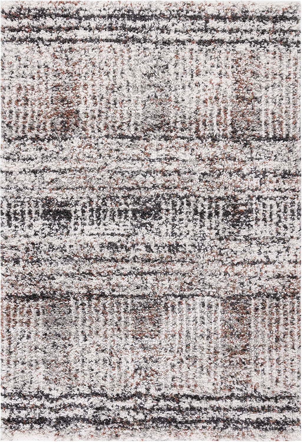 SAFAVIEH Jericho Shag Collection Area Rug - 6' x 9', Black & Rust, Non-Shedding & Easy Care, 1.2-inch Thick, Ideal for the Living Room, Dining Room, Bedroom (JER100Z-6)