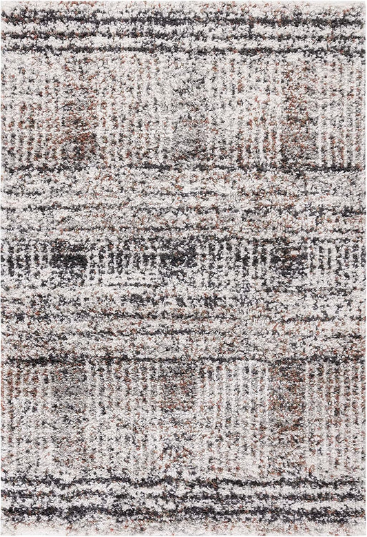 SAFAVIEH Jericho Shag Collection Area Rug - 6' x 9', Black & Rust, Non-Shedding & Easy Care, 1.2-inch Thick, Ideal for the Living Room, Dining Room, Bedroom (JER100Z-6)