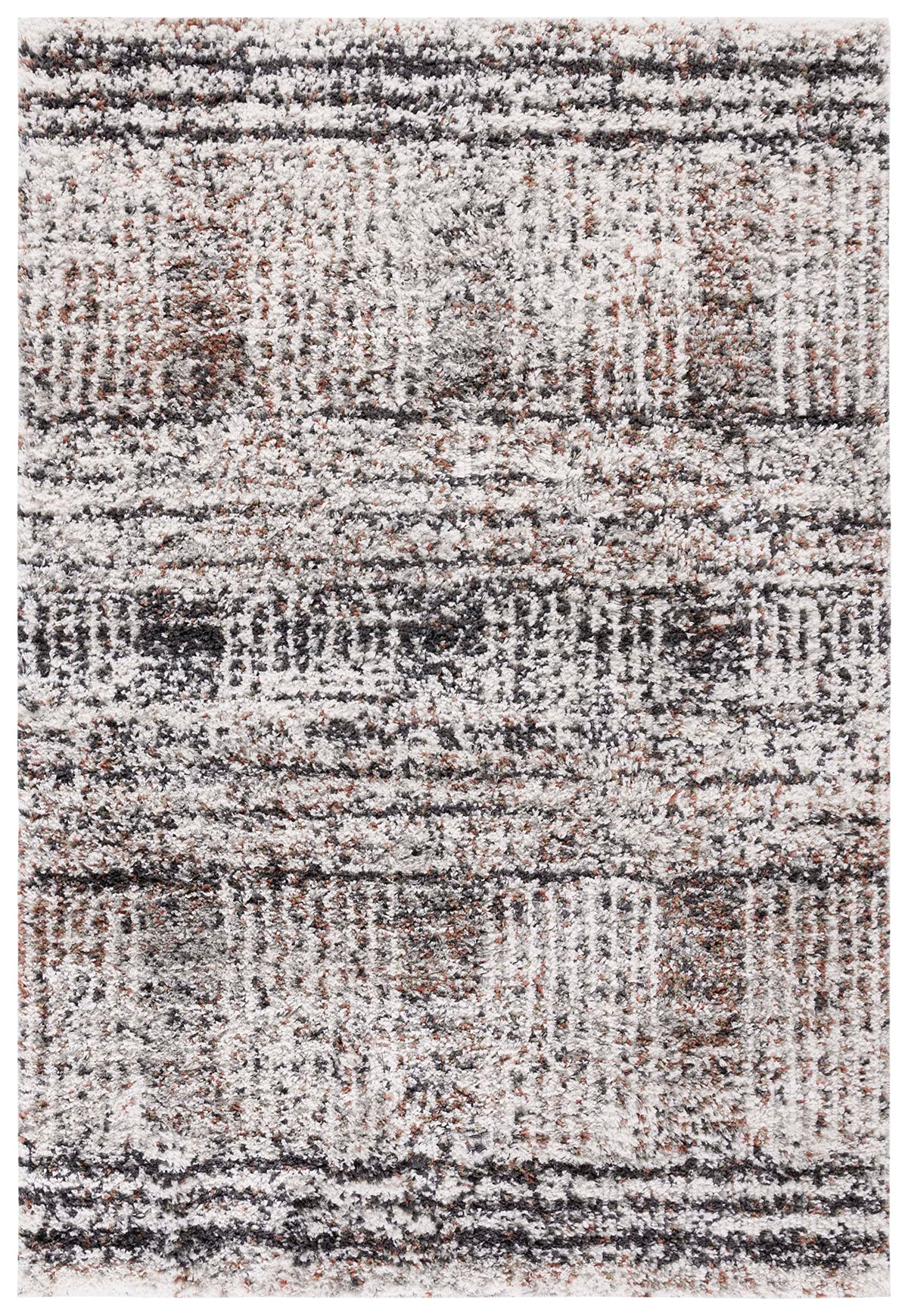 SAFAVIEH Jericho Shag Collection Area Rug - 6' x 9', Black & Rust, Non-Shedding & Easy Care, 1.2-inch Thick, Ideal for the Living Room, Dining Room, Bedroom (JER100Z-6)