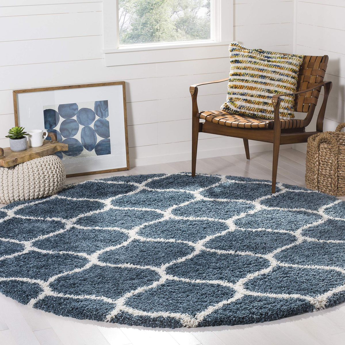 SAFAVIEH Hudson Shag Collection 9' x 12' Grey/Ivory SGH280B Moroccan Ogee Trellis Non-Shedding Living Room Bedroom Dining Room Entryway Plush 2-inch Thick Area Rug