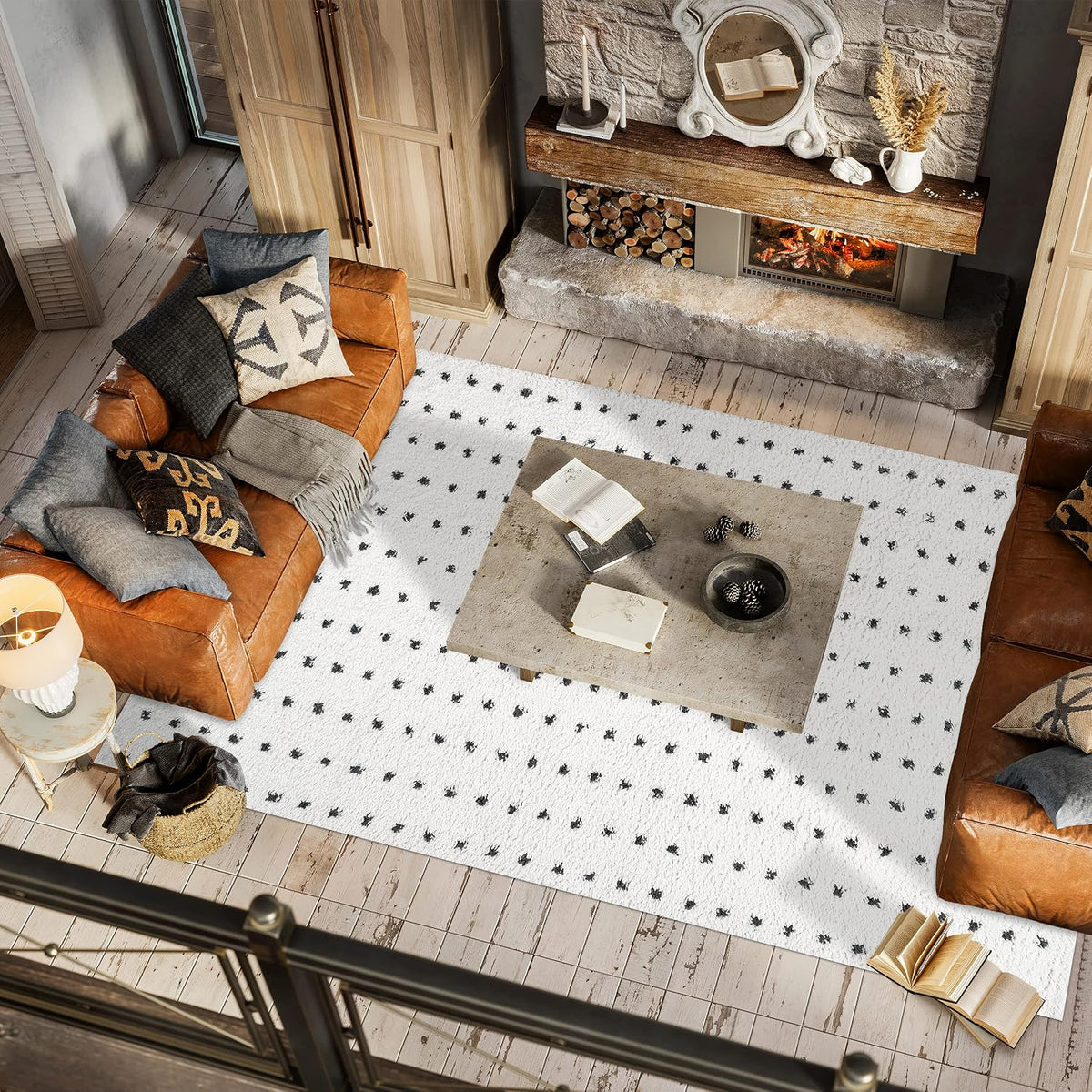 JONATHAN Y Pele Modern Geometric Dot Shag White/Gray Indoor Area Rug, 8x10, Bohemian, Contemporary, Easy-Cleaning for Living Room, Bedroom, Kitchen, Pet Friendly, Non-Shedding (MOH400A-8)