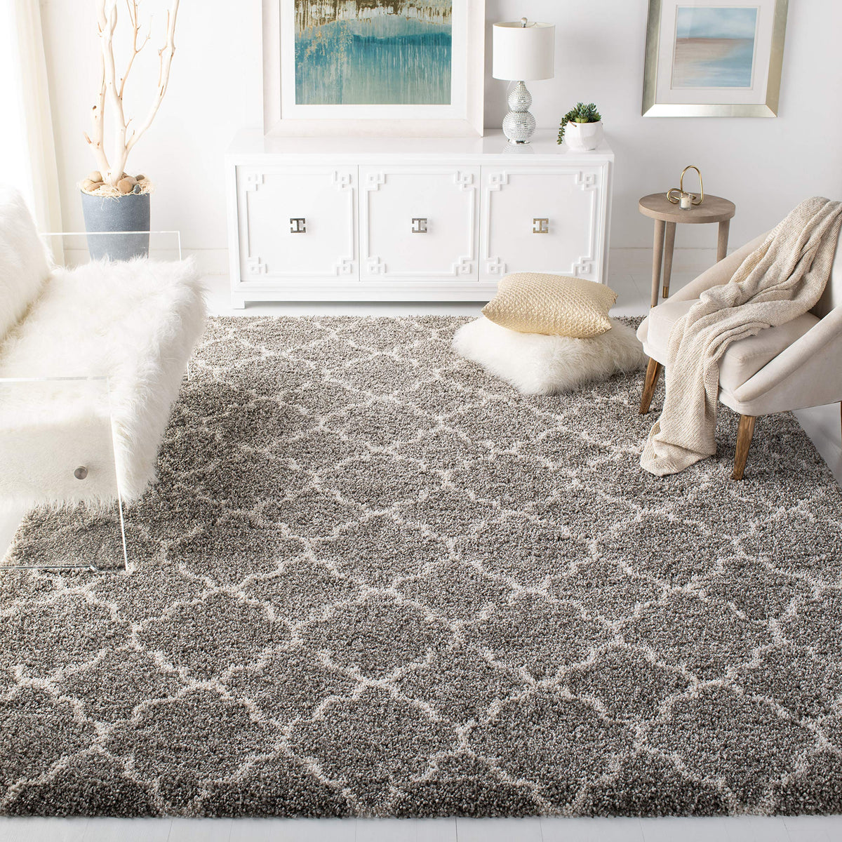 SAFAVIEH Hudson Shag Rug 9'x12', Soft Plush Modern Navy & Ivory SGH282C