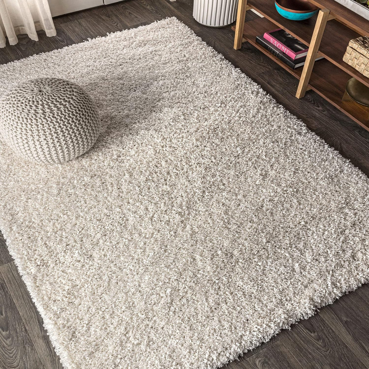JONATHAN Y Mercer Shag Plush Cream Indoor Area Rug, 4x6, Contemporary, Modern, Easy-Cleaning for Living Room, Bedroom, Kitchen, Pet Friendly, Non-Shedding (MCR106D-4)