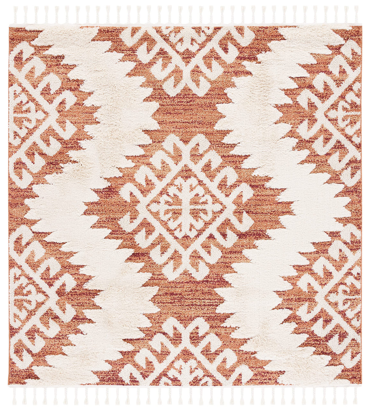 SAFAVIEH Moroccan Tassel Shag Rug 10'x14', Soft Plush Ivory & Brown MTS652A