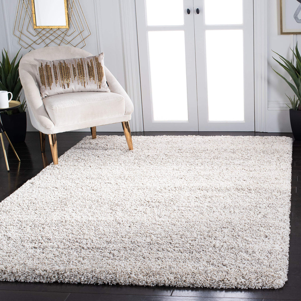 SAFAVIEH Hudson Shag Rug 10x14, Plush X-Large Ivory & Grey SGH295B