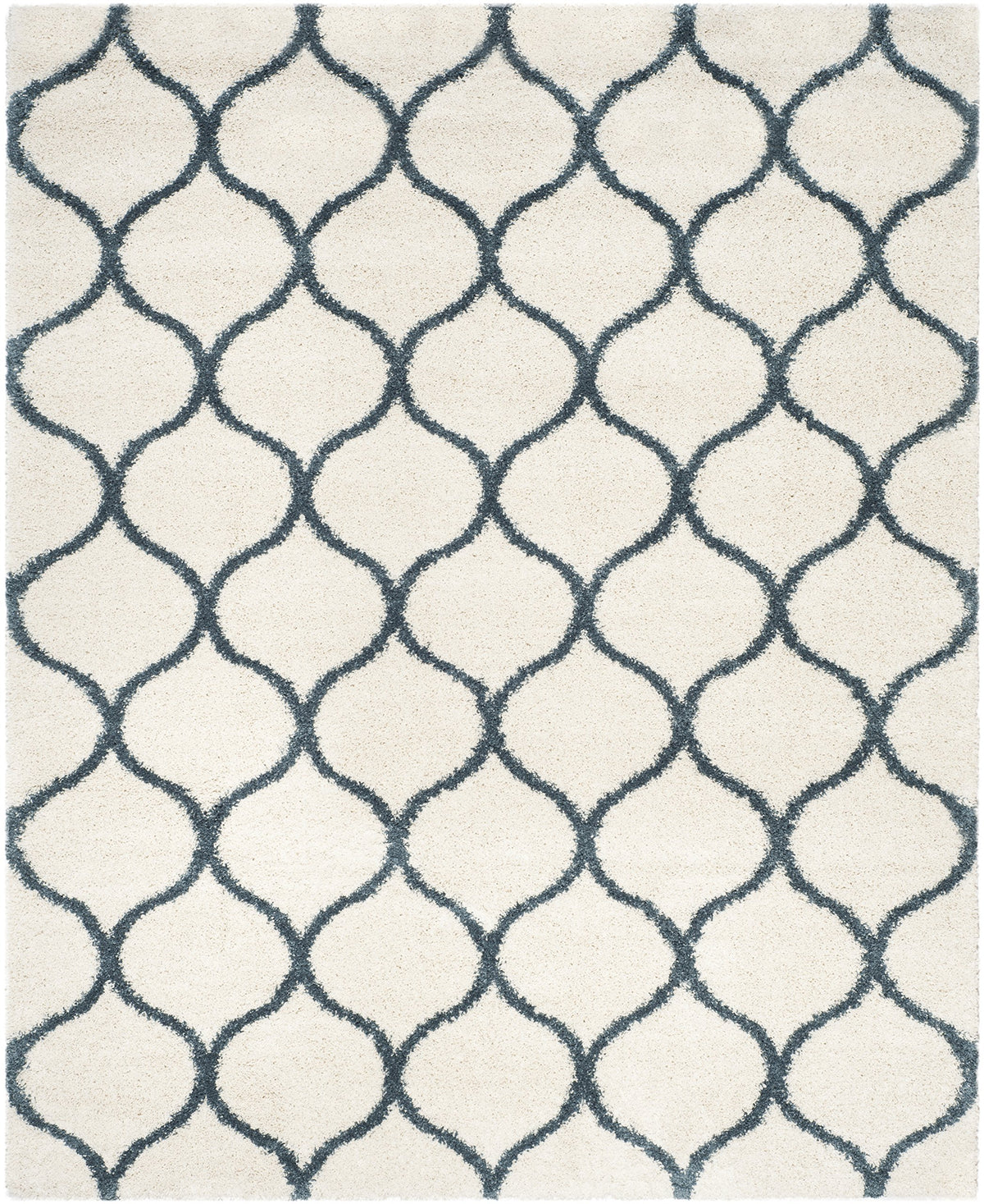 SAFAVIEH Hudson Shag Collection 9' x 12' Grey/Ivory SGH280B Moroccan Ogee Trellis Non-Shedding Living Room Bedroom Dining Room Entryway Plush 2-inch Thick Area Rug