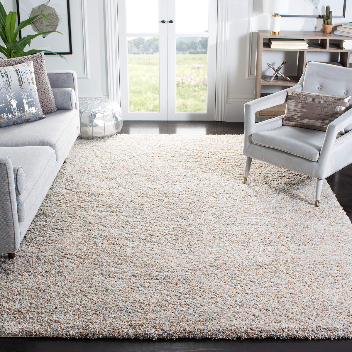 SAFAVIEH Area Rug 8x10 - California Shag Collection - Large - Beige, Non-Shedding & Easy to Clean, Ultra Plush Thick Pile, Ideal for Living Room, Bedroom, Dining Space (SG151-1313)