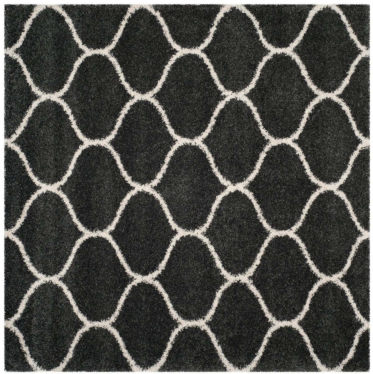 SAFAVIEH Hudson Shag Collection 9' x 12' Grey/Ivory SGH280B Moroccan Ogee Trellis Non-Shedding Living Room Bedroom Dining Room Entryway Plush 2-inch Thick Area Rug