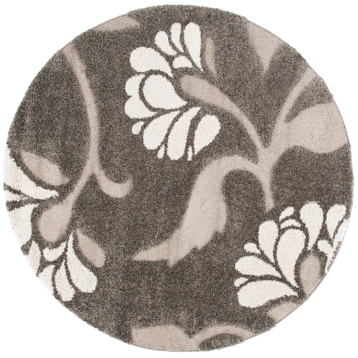SAFAVIEH Area Rug 8x10 - Florida Shag Collection - Large - Smoke & Beige, Floral Design, Non-Shedding & Easy Cleaning, Plush Thick Pile, Ideal for Living Room, Bedroom, Dining Space (SG459-7913)