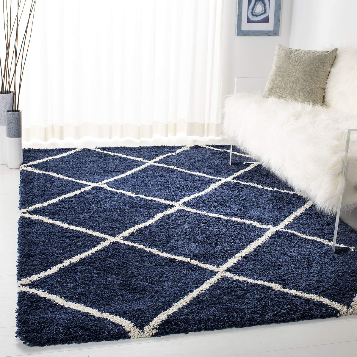 SAFAVIEH Hudson Shag Rug 8'x10', Soft Plush Moroccan Ivory & Beige SGH281D