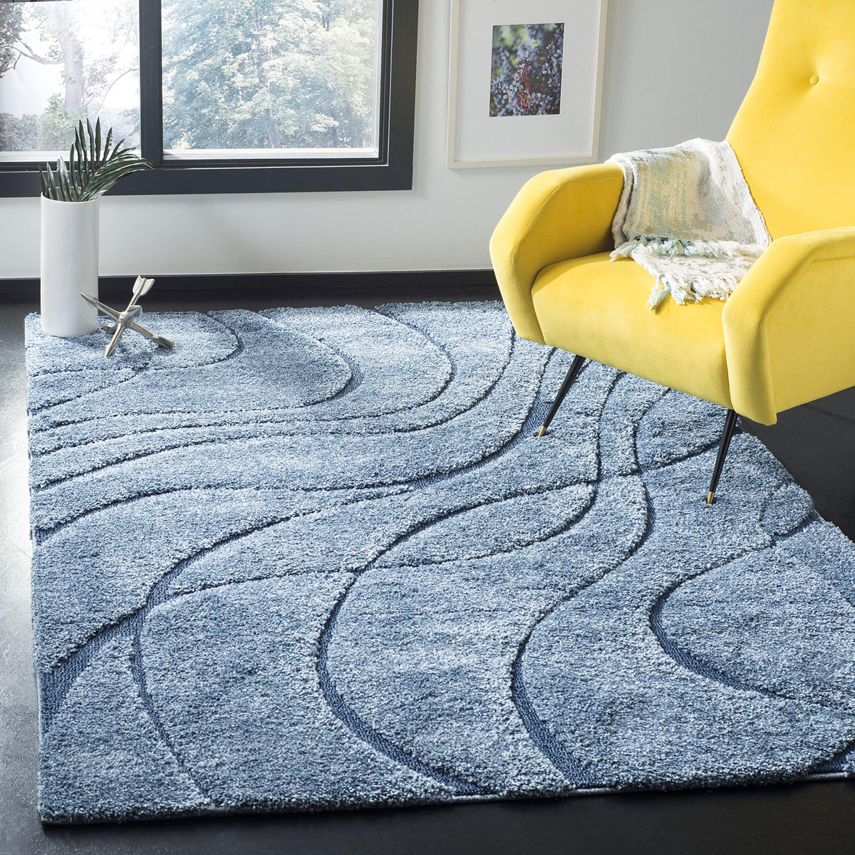 SAFAVIEH Florida Shag Rug 6'x9', Soft Plush Modern Cream & Beige SG471-1113