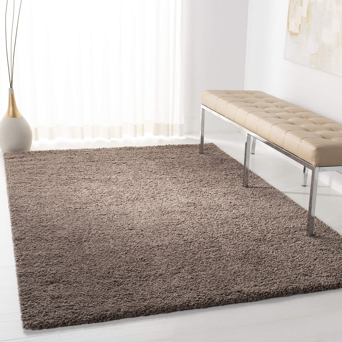 SAFAVIEH August Shag Rug 8'x10', Soft Plush Modern Ivory AUG900C