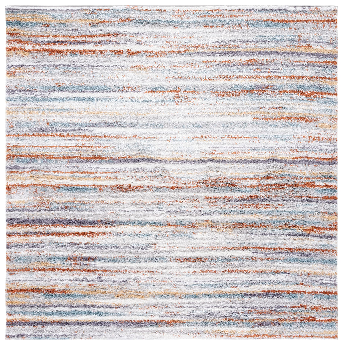 SAFAVIEH Area Rug 8x10 - Berber Shag Collection - Large - Blue Rust & Ivory, Modern Stripe Design, Non-Shedding & Easy Cleaning, Plush Thick Pile, Ideal for Living Room, Bedroom, Dining (BER565A)