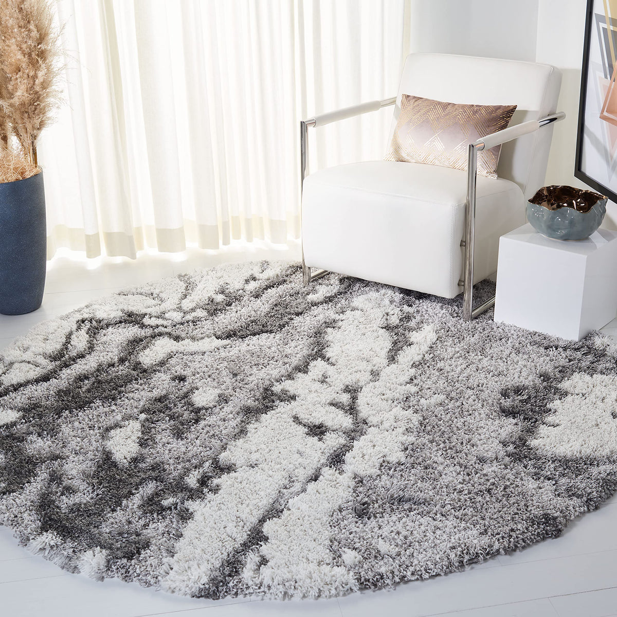 SAFAVIEH Horizon Shag Rug 4'x6', Soft Plush Modern Grey & Blue HZN890G
