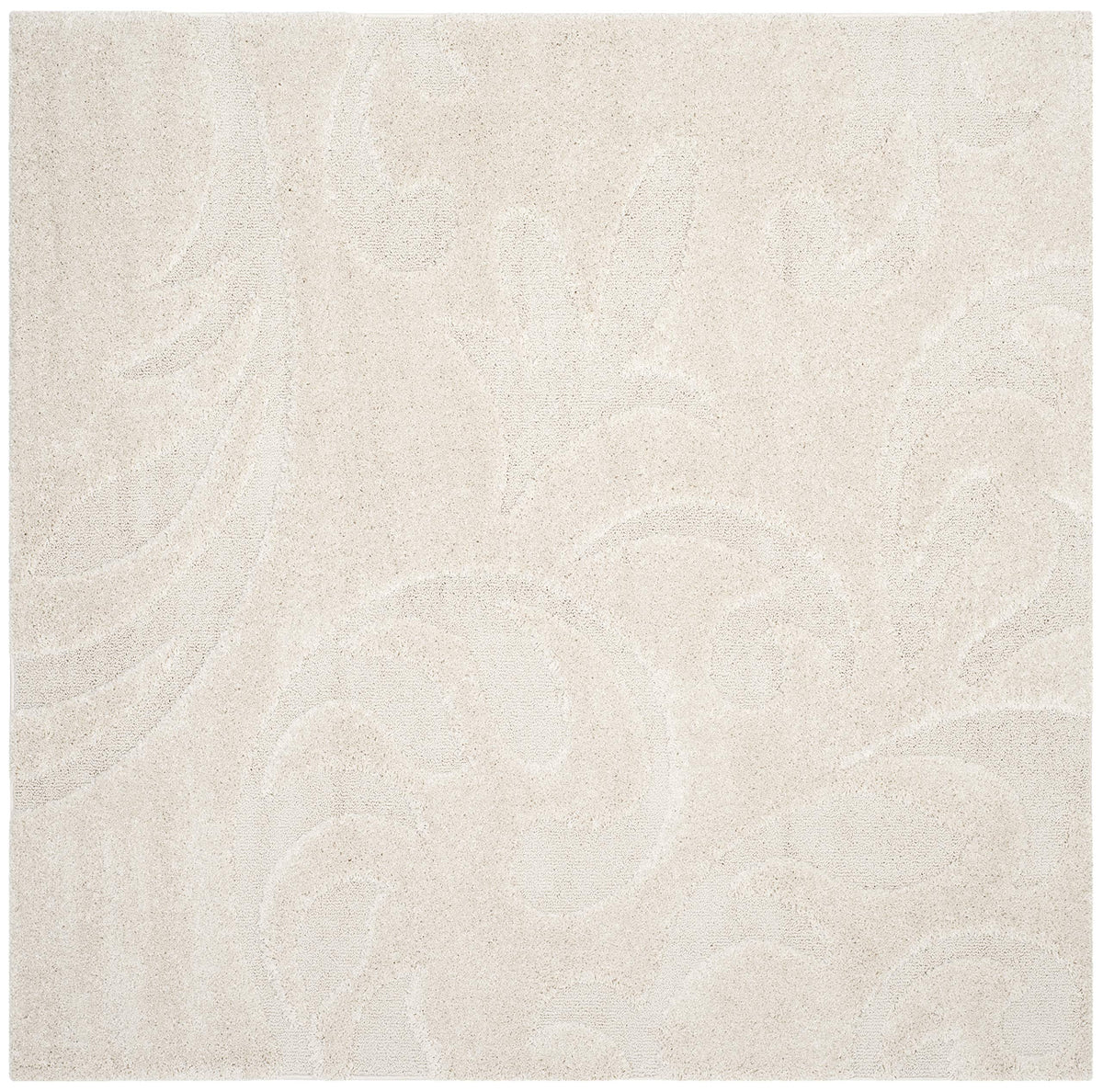 SAFAVIEH Florida Shag Collection Area Rug - 8'6" x 12', Creme & Creme, Scroll Design, Non-Shedding & Easy Care, 1.2-inch Thick Ideal for High Traffic Areas in Living Room, Bedroom (SG468-1111)
