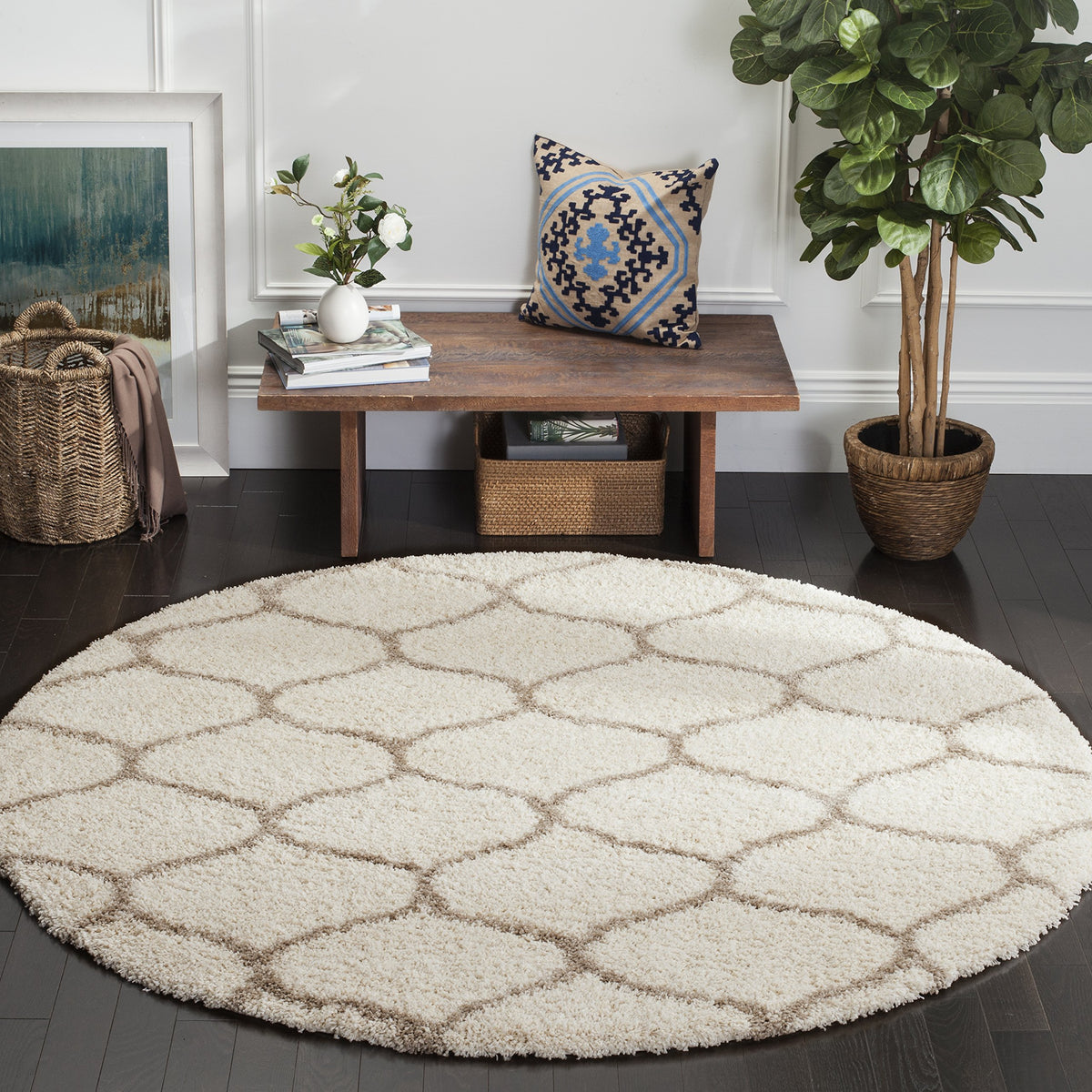 SAFAVIEH Hudson Shag Collection 9' x 12' Grey/Ivory SGH280B Moroccan Ogee Trellis Non-Shedding Living Room Bedroom Dining Room Entryway Plush 2-inch Thick Area Rug