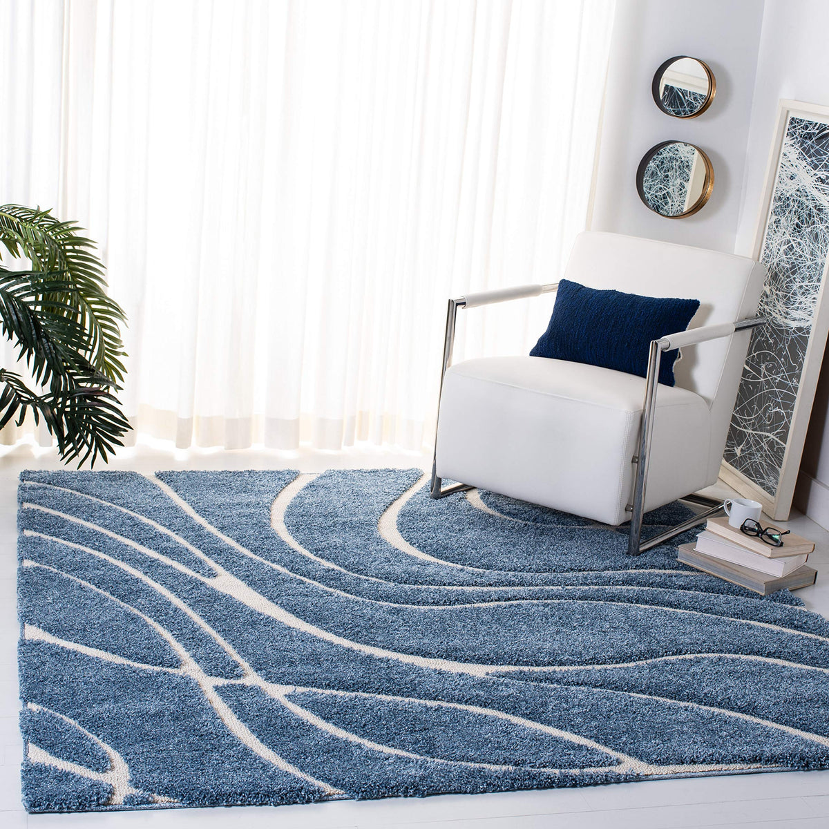 SAFAVIEH Florida Shag Rug 6'x9', Soft Plush Modern Cream & Beige SG471-1113
