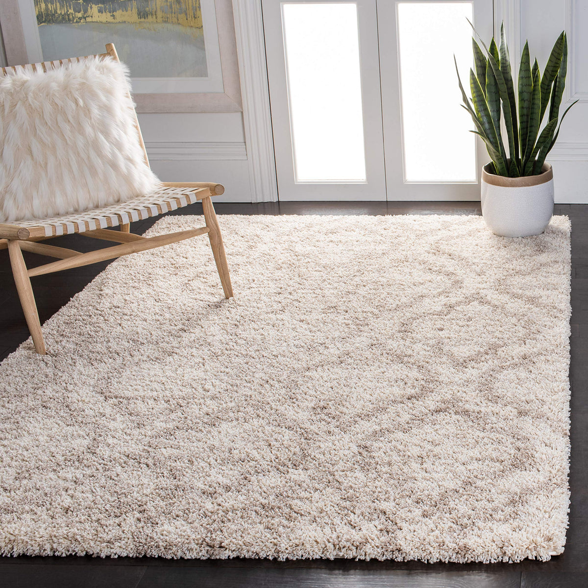 SAFAVIEH Hudson Shag Rug 8x10, Plush Large Multi Ivory & Beige SGH284E