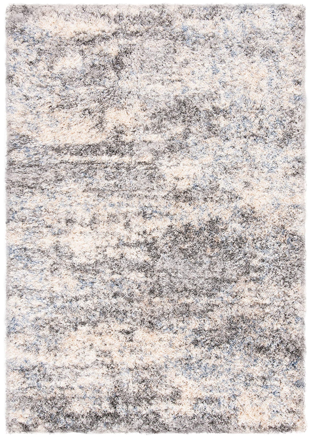 SAFAVIEH Berber Shag Rug 8x10, Large Grey Blue & Cream BER219G