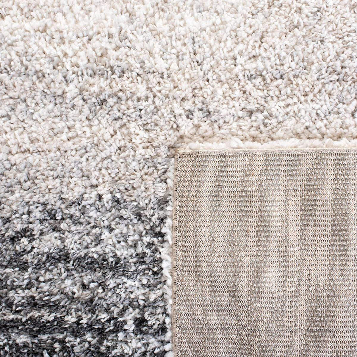 SAFAVIEH Fontana Shag Collection Area Rug - 10' x 14', Ivory & Grey, Modern Design, Non-Shedding & Easy Care, 2-inch Thick Ideal for High Traffic Areas in Living Room, Bedroom (FNT852A)