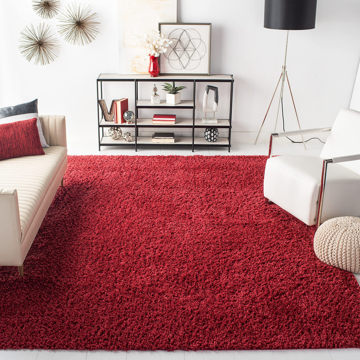 SAFAVIEH August Shag Rug 5'3"x7'6", Soft Plush Modern Ivory AUG200C
