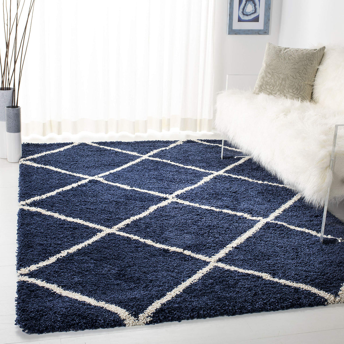 SAFAVIEH Hudson Shag Rug 8'x10', Soft Plush Moroccan Ivory & Beige SGH281D