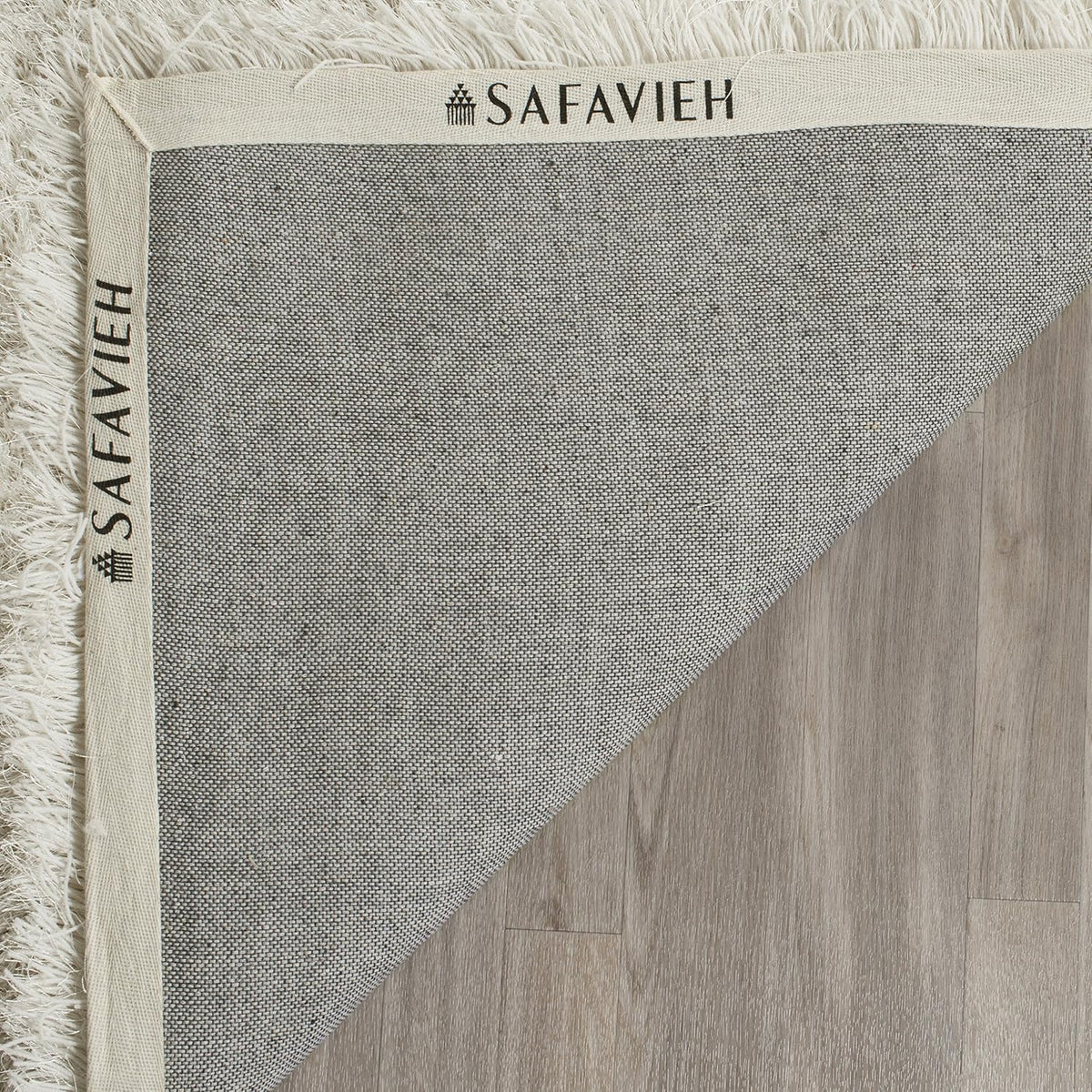 SAFAVIEH Venice Shag Collection Area Rug - 7'6" x 9'6", Pearl, Handmade Glam, 3-inch Thick Ideal for High Traffic Areas in Living Room, Bedroom (SG256P)