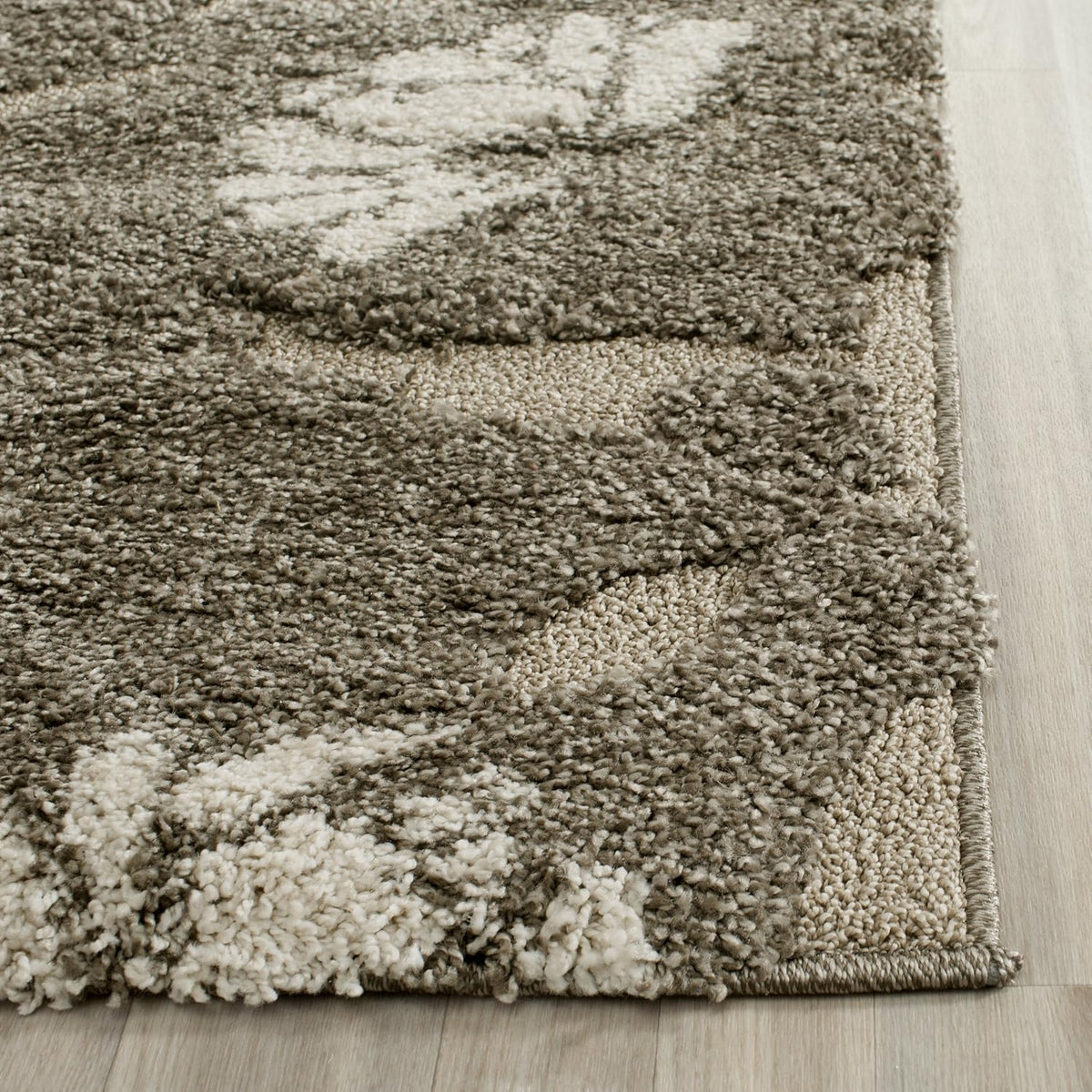 SAFAVIEH Area Rug 8x10 - Florida Shag Collection - Large - Smoke & Beige, Floral Design, Non-Shedding & Easy Cleaning, Plush Thick Pile, Ideal for Living Room, Bedroom, Dining Space (SG459-7913)