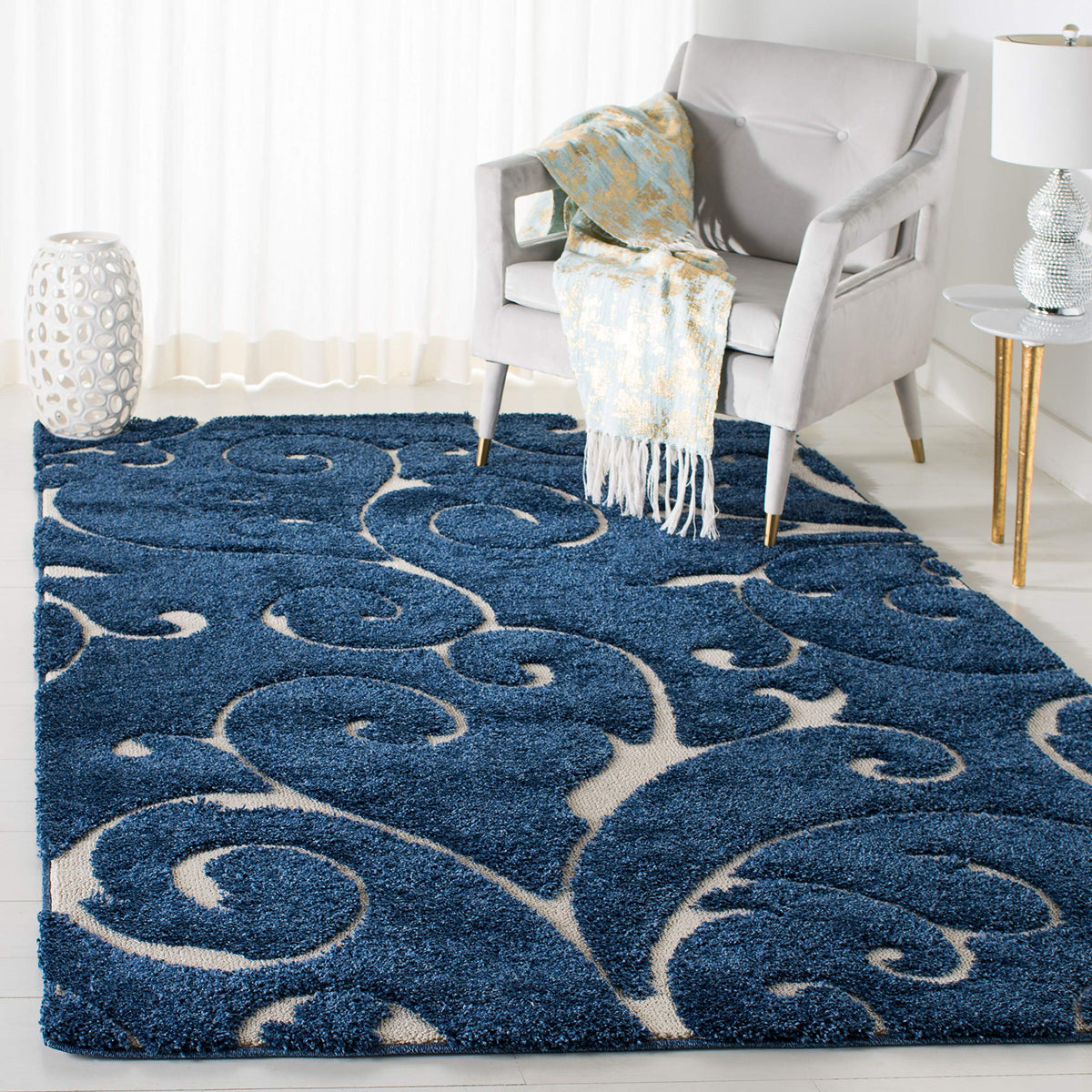 SAFAVIEH Florida Shag Rug 8'x10', Soft Plush Cream & Beige SG455-1113