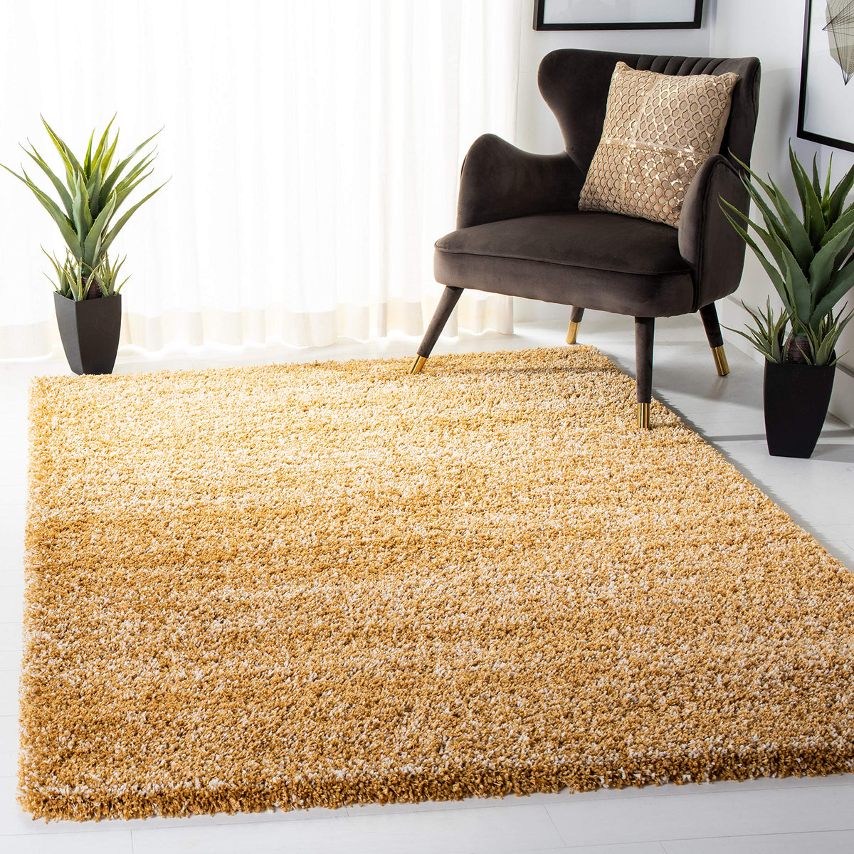 SAFAVIEH Hudson Shag Rug 10x14, Plush X-Large Ivory & Grey SGH295B