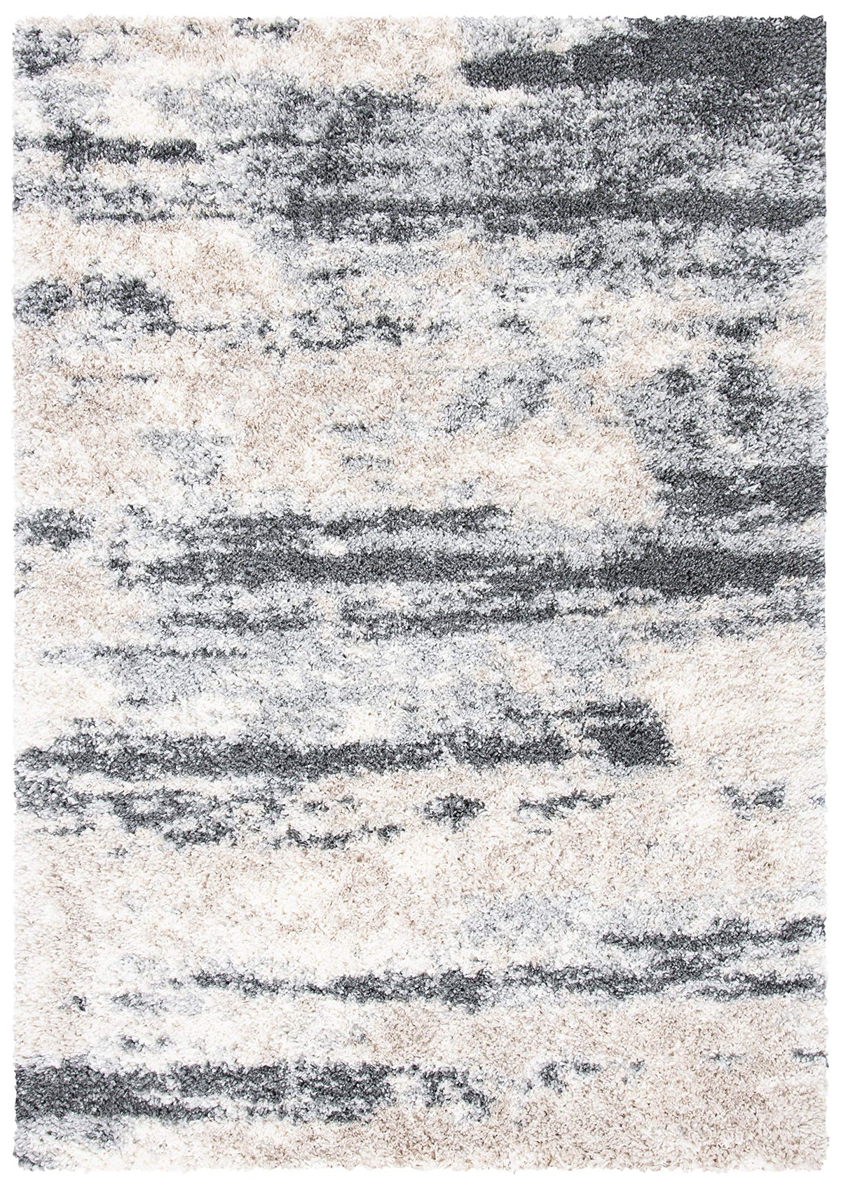 SAFAVIEH Fontana Shag Collection Area Rug - 6'7" x 9', Grey & Ivory, Non-Shedding & Easy to Clean, Plush Thick Pile, Ideal for Living Room, Bedroom, Dining Space (FNT853G)