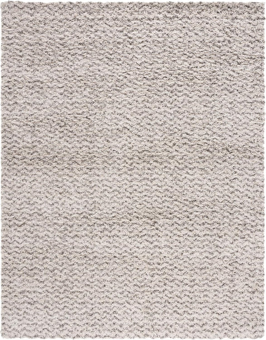 SAFAVIEH Hudson Shag Rug 11x15, Plush Chevron X-Large Ivory & Grey SGH330A