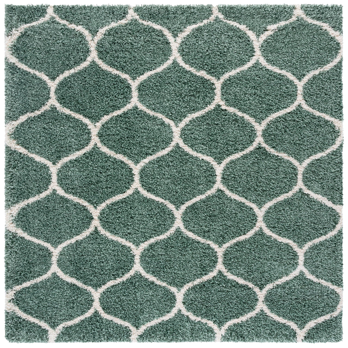 SAFAVIEH Hudson Shag Collection 9' x 12' Grey/Ivory SGH280B Moroccan Ogee Trellis Non-Shedding Living Room Bedroom Dining Room Entryway Plush 2-inch Thick Area Rug