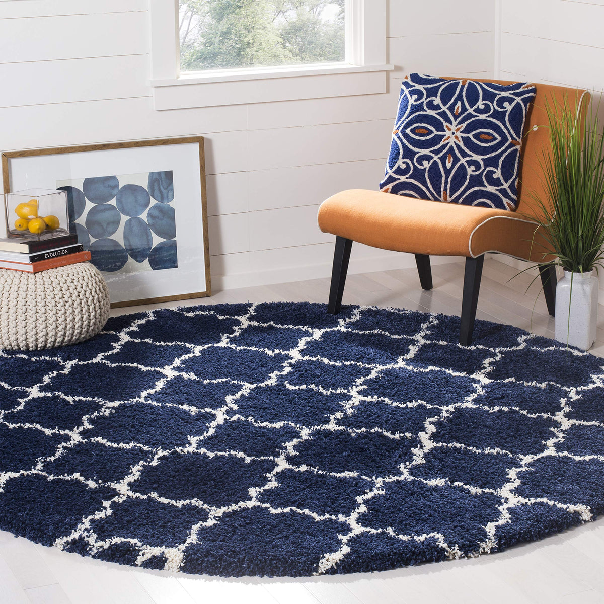 SAFAVIEH Hudson Shag Rug 9'x12', Soft Plush Modern Navy & Ivory SGH282C