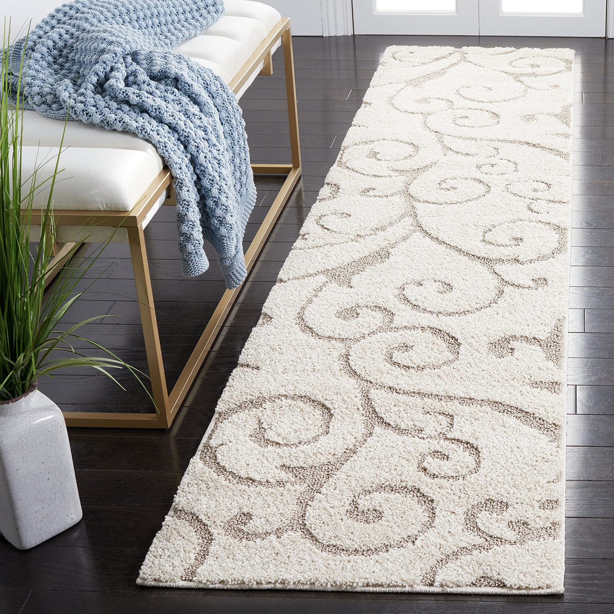 SAFAVIEH Florida Shag Rug 8'x10', Soft Plush Cream & Beige SG455-1113