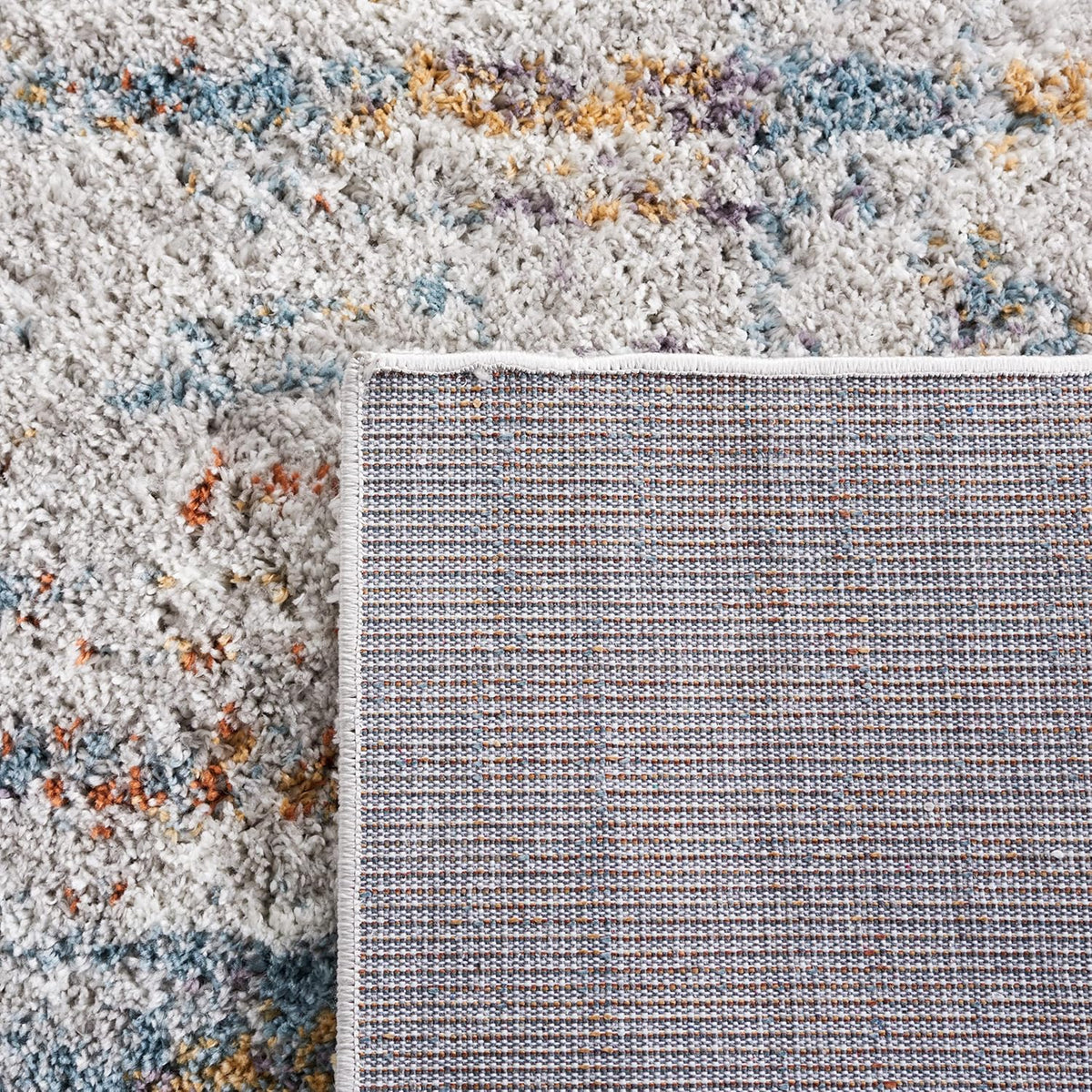 SAFAVIEH Area Rug 8x10 - Berber Shag Collection - Large - Blue Rust & Ivory, Modern Design, Non-Shedding & Easy Cleaning, Plush Thick Pile, Ideal for Living Room, Bedroom, Dining Space (BER577A)