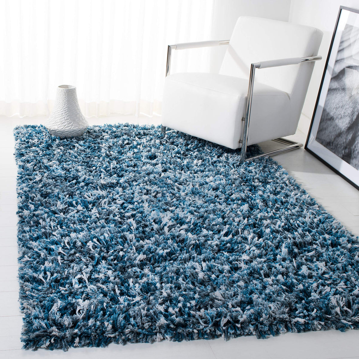 SAFAVIEH Rio Shag Collection 3' x 5' Rust / Ivory SG960P Handmade 1-inch Thick Area Rug