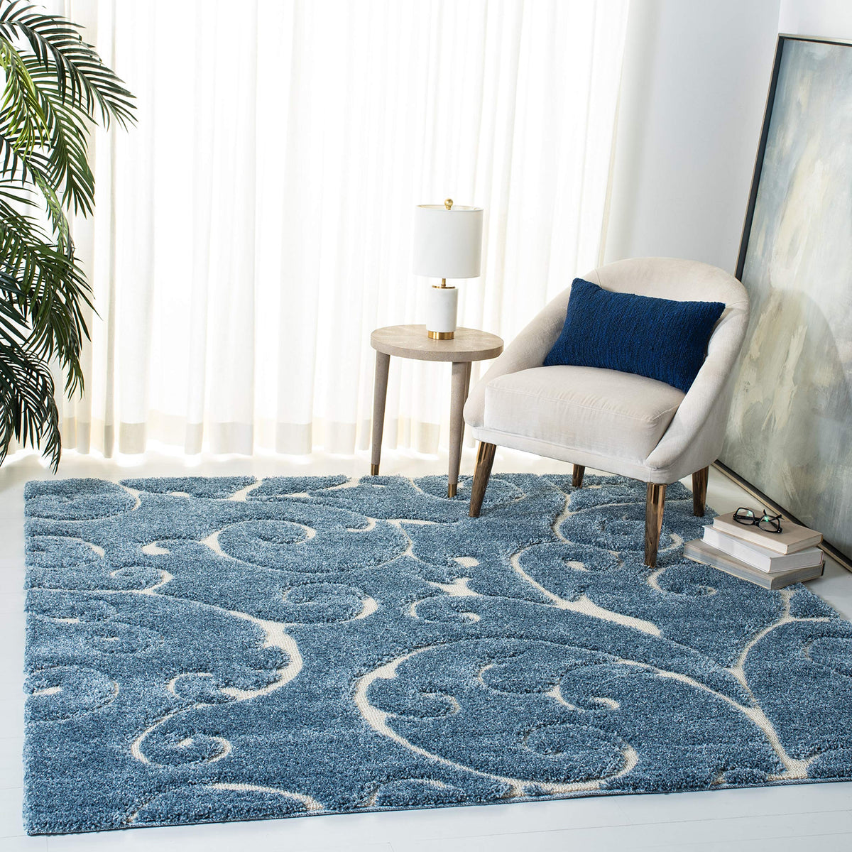 SAFAVIEH Florida Shag Rug 8'x10', Soft Plush Cream & Beige SG455-1113