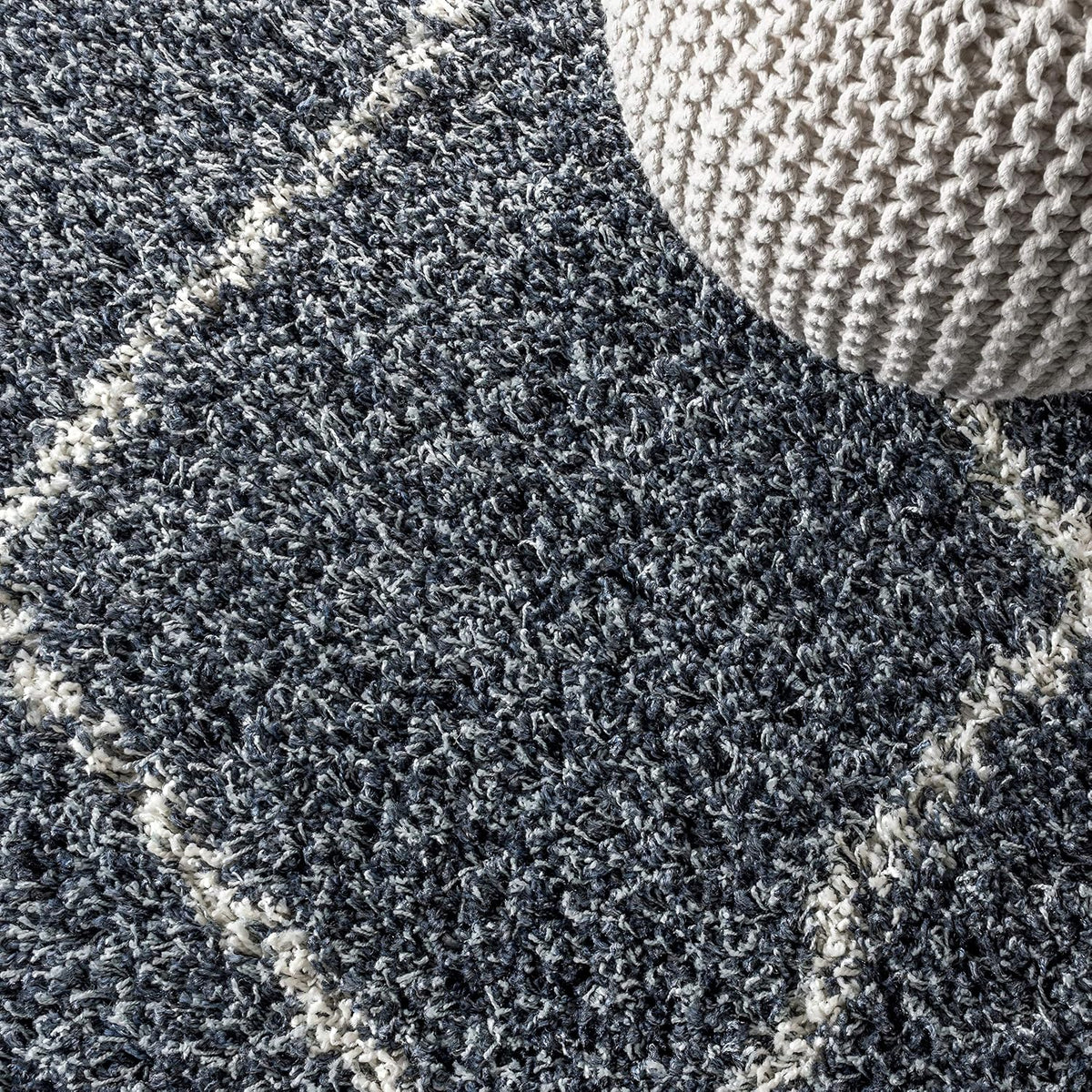 JONATHAN Y Mercer Shag Plush Tassel Blue/Cream Indoor Area Rug, 8x10, Moroccan Geometric Trellis, Easy-Cleaning for Living Room, Bedroom, Kitchen, Pet Friendly, Non-Shedding (MCR101A-8)