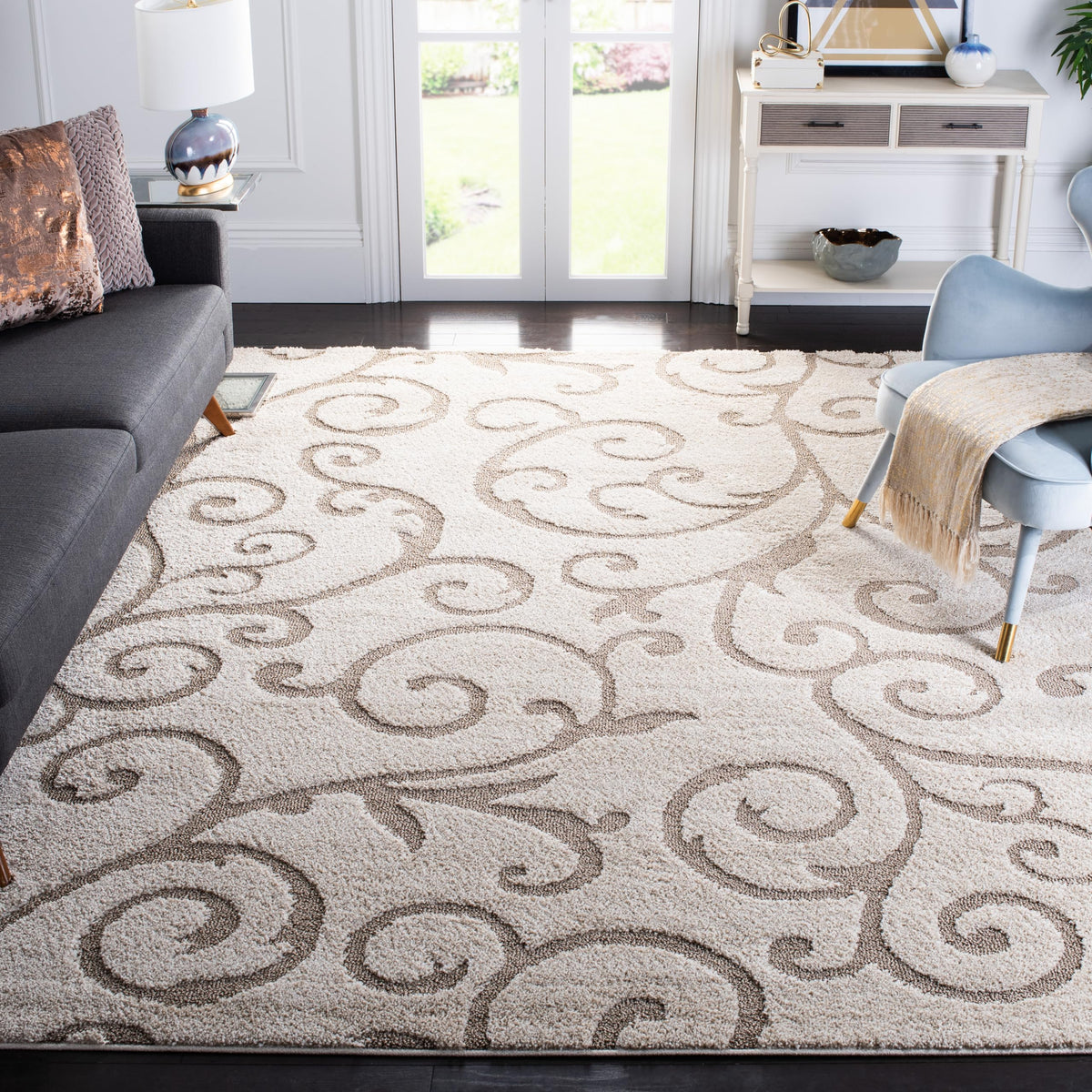 SAFAVIEH Florida Shag Rug 8'x10', Soft Plush Cream & Beige SG455-1113